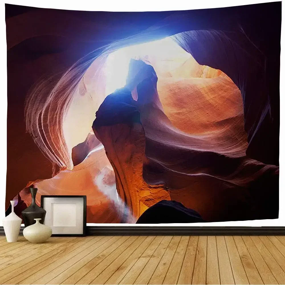 Antelope Canyon Tapestry Sunbeam Piercing Through Sandstone Landforms Tapestry Wall Hanging for Bedroom Living Room Dorm Decor