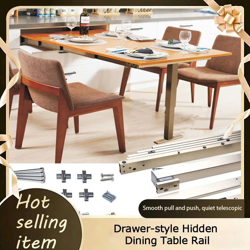 Sturdy Multi Hidden Push Pull Telescopic Table Slide Rail For Cabinet Drawer Type Single Leg Folding Hardware Space Saver