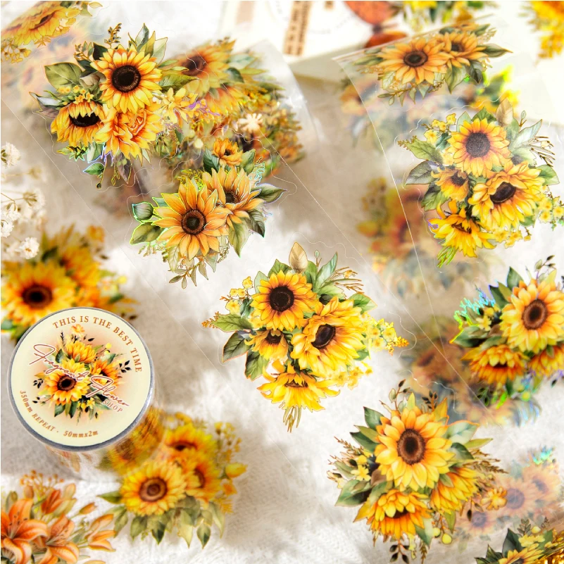 Journal GO 5x200cm Flower Tape Fragrant Flower Shop for Scrapbooking Collage Junk Journal Masking Tape Card Stickers Stationery