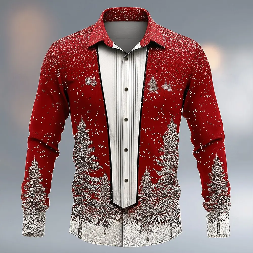 

Рождественский мужской рождественский костюм с искусственным воротником и дизайнерским костюмом, смокинг с галстуком, рубашка на пуговицах, рубашки с длинными рукавами