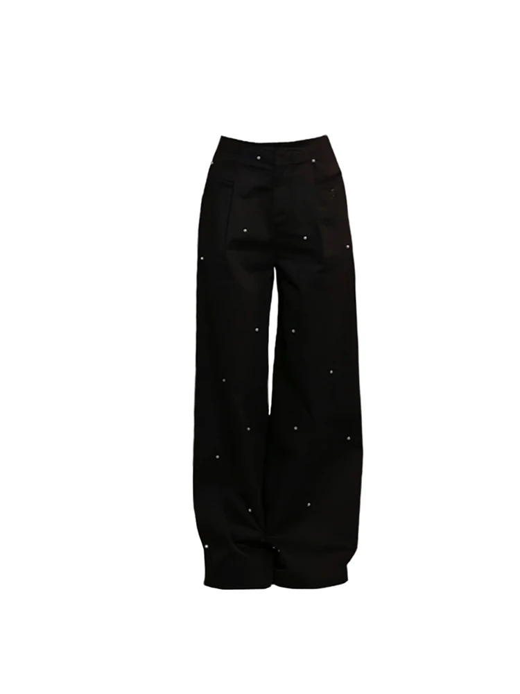 Women's Black Gothic Baggy Pants Vintage Harajuku Y2k 90s Aesthetic Casual Pants High Waist Oversize Wide Trousers 2000s Clothes