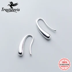 Trusta Genuine 925 Sterling Silver Sweet Smooth Water Drop Dangel Earring For Women Wedding Silver 925 Jewelry Gift DS1905