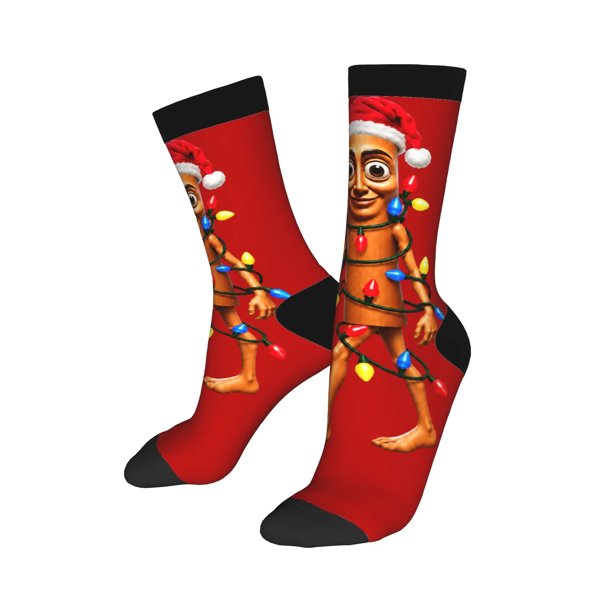 Autumn Winter Crazy Design Unisex Tung Tung Sahur Santa Christmas Tree Lights Socks  Sweat Absorbing Basketball Socks