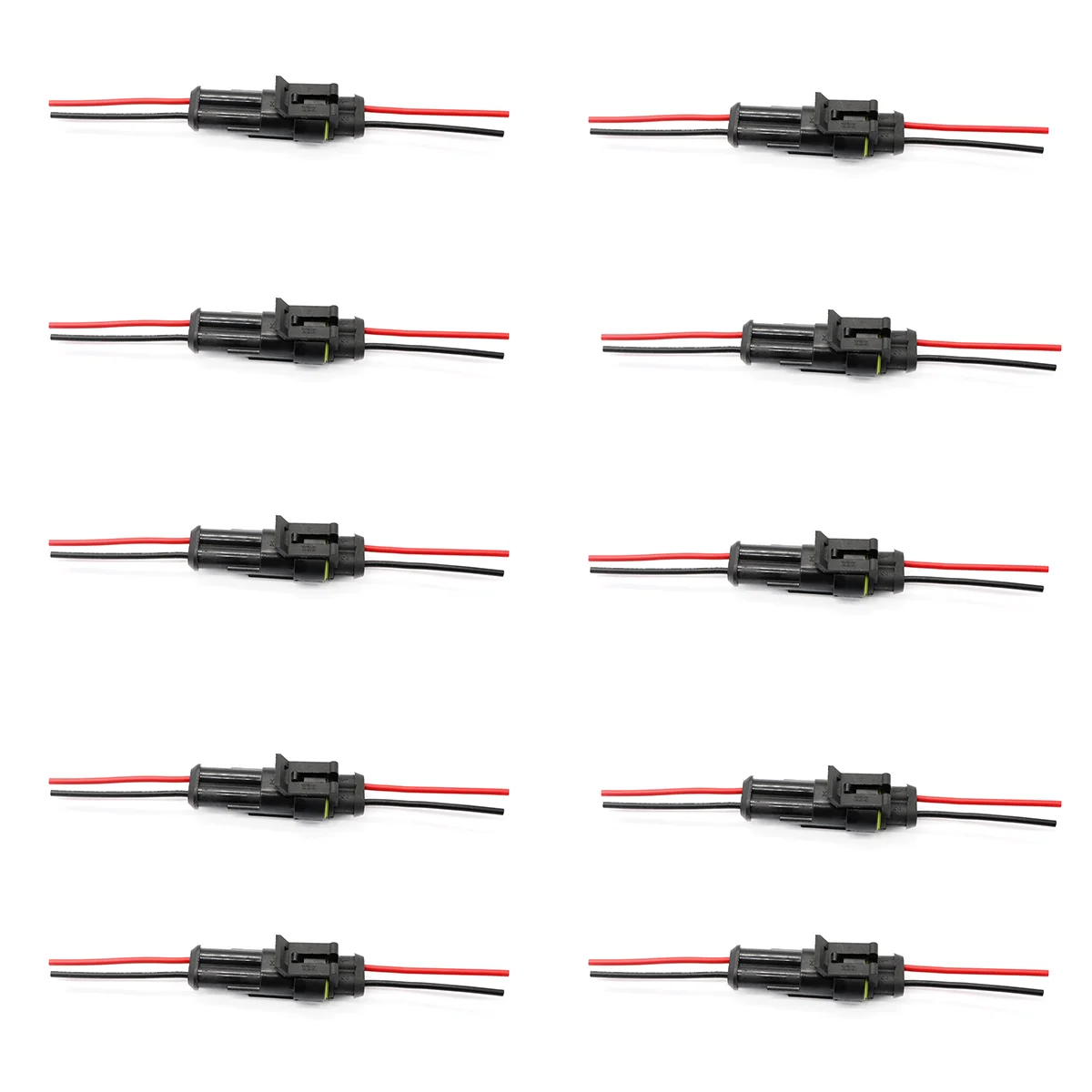 

10 Pairs Waterproof Plugs for Motorcycles 2 Connectors Wire Electrical with Wires Cable 2-way Sealed Joint