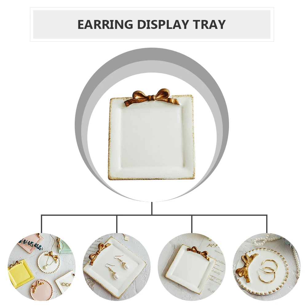 

2Pcs Smooth Finish Resin Jewelry Display Tray Stylish Earrings Holder for Photography Props Desktop Decorations