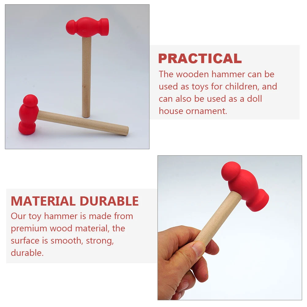 

3pcs Wooden Hammer Toy Kids Toddler Baby Hammer Mini Hammers Children House Ornament Birthday Holiday Gift