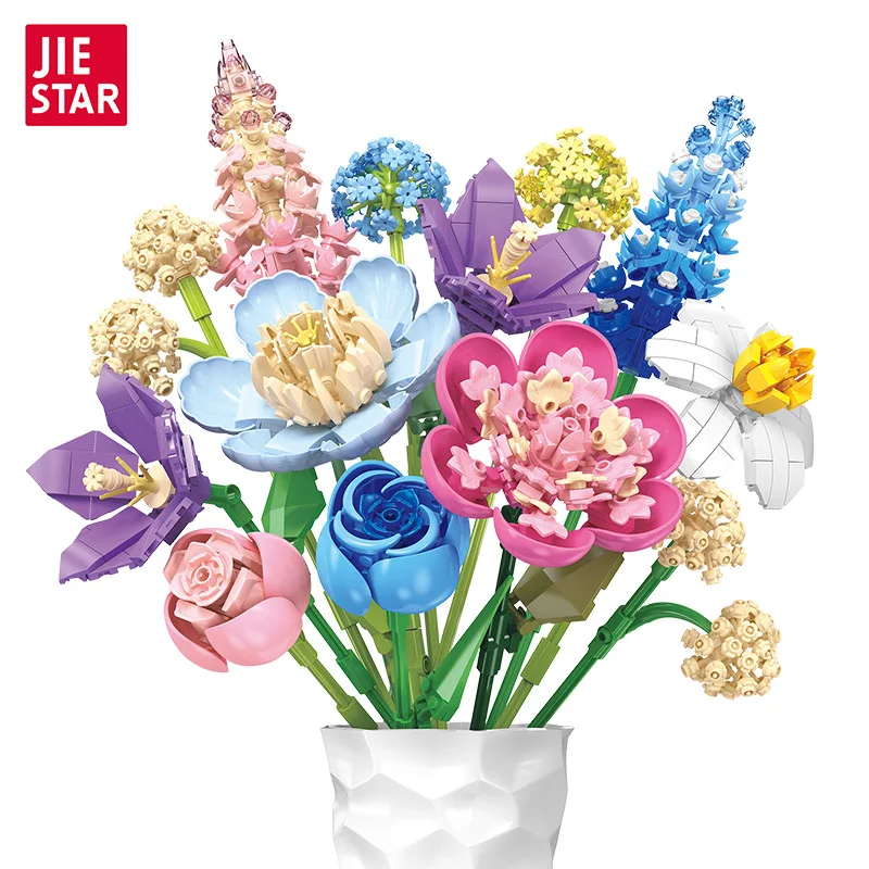 

Набор строительных блоков Romanti Flowers Bricks: креативный букет, цветочные украшения, подарки, игрушки, декор для дома для девочек