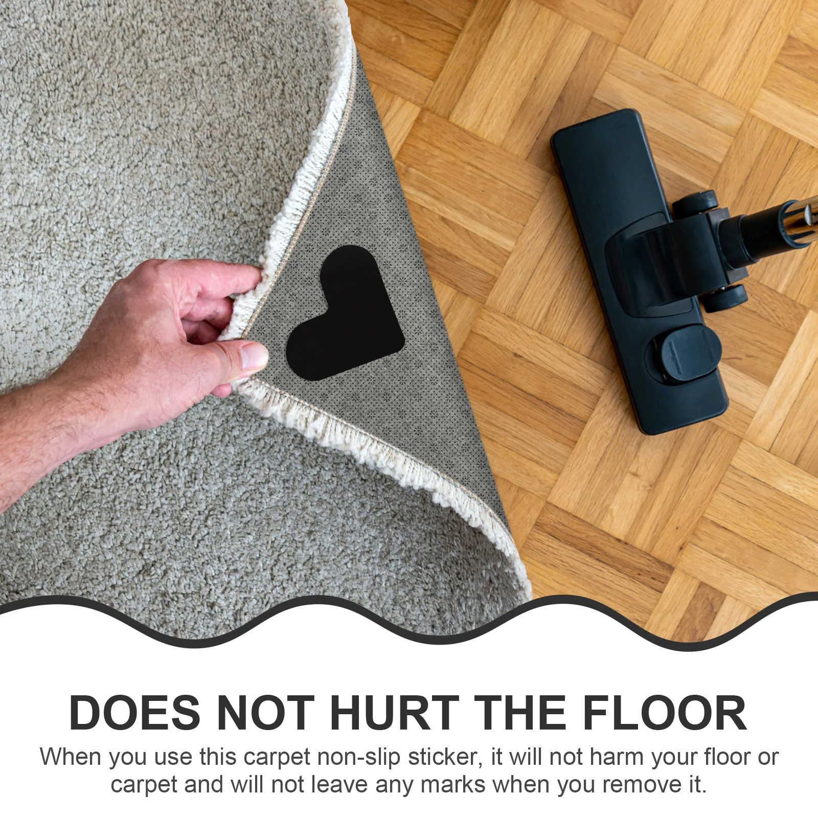 Cinta de alfombra de doble cara para alfombras, pegatinas antideslizantes, herramienta de fijación de agarre para uso en interiores y exteriores, mantiene las alfombras se colocar, 16 Uds.