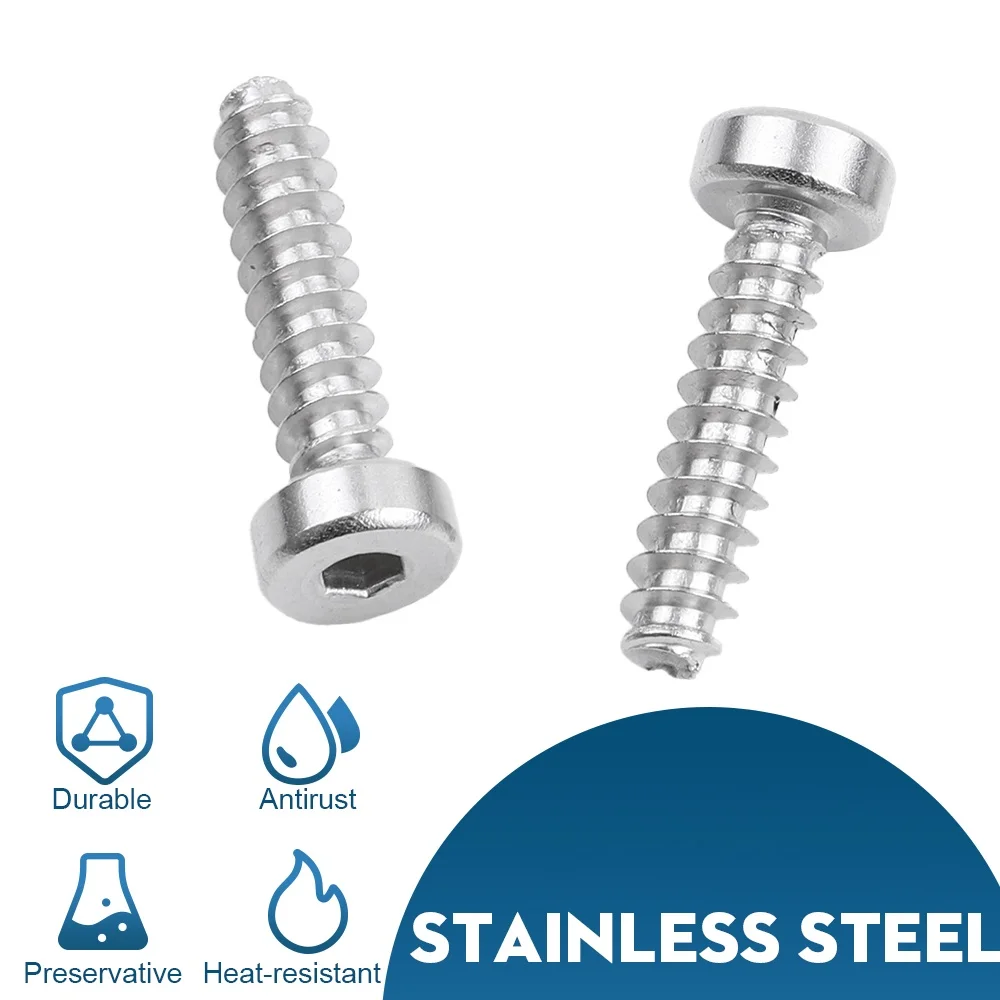 Hex Socket Thin Low Short Head Tapping Screw Cutting Tail for Plastic M1.7-M6 Stainless Steel Allen Cap Tapping Screws Flat Tail