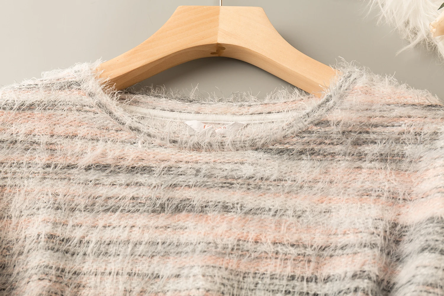 Primavera Autunno Coreano Sle Faionable Giovinezza rotonda Ne Long Sve Lavorato a maglia peloso sopra la testa Top in misto poliestere Pendolarismo Sle