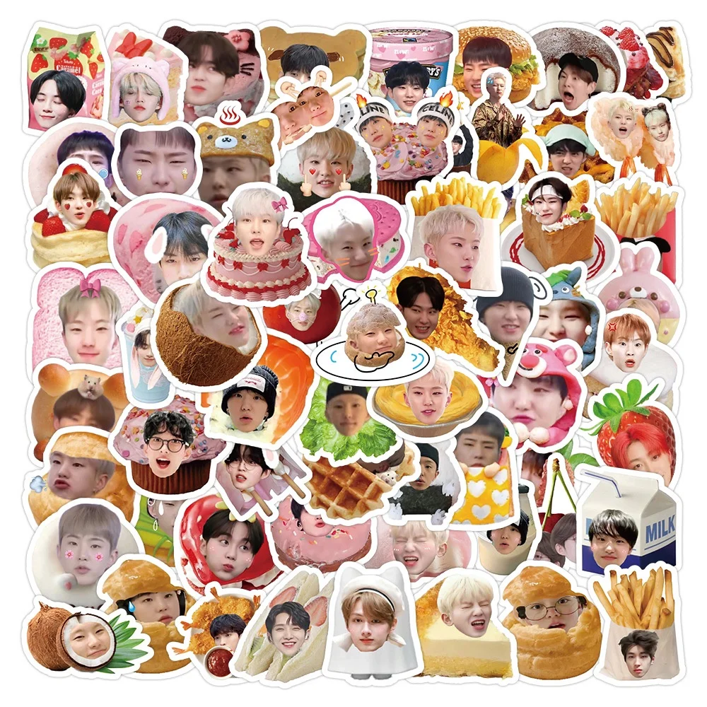 104PCS Korean Boy Band KPOP SEVENTEEN Food Stickers for Helmet Bicycle Hand Account Pencil Case Decals LanLanStickersWorld