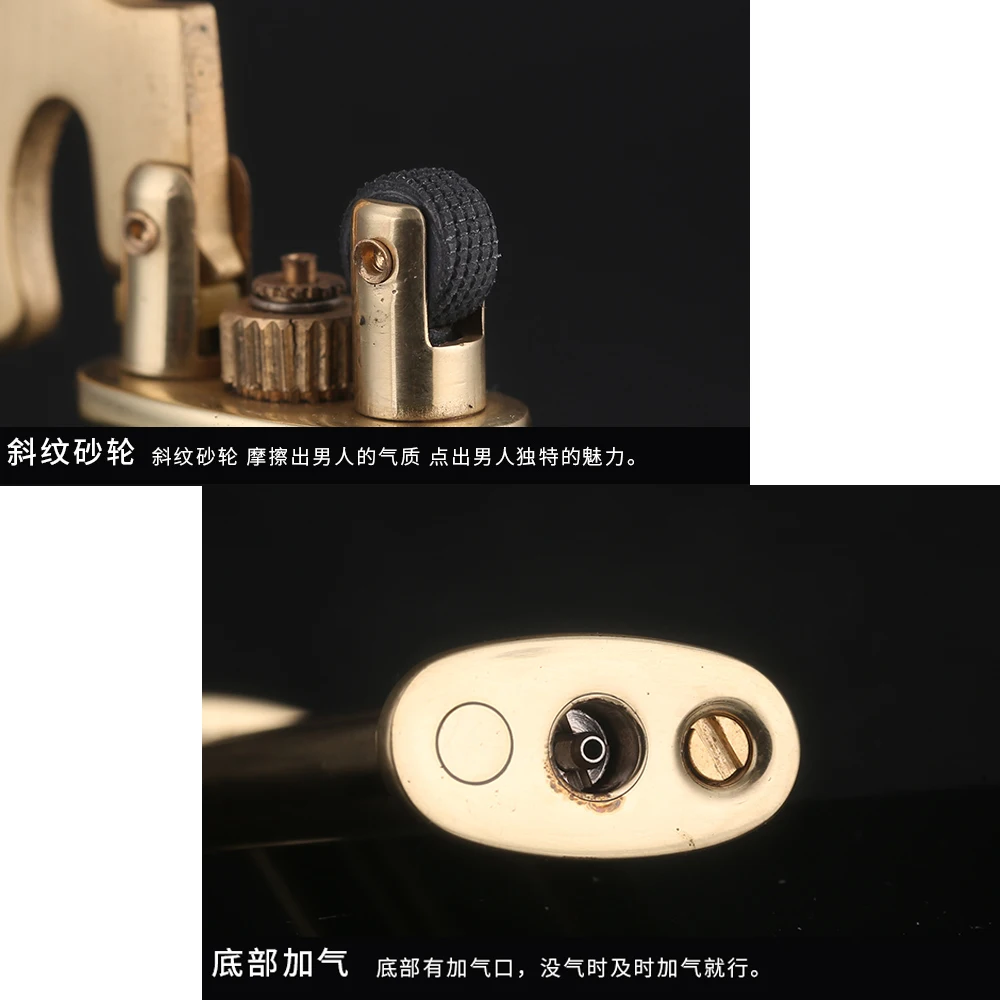 Jifeng-Brass Inflatable Gas Lighter for Men Slim Golden Cigarette Lighter