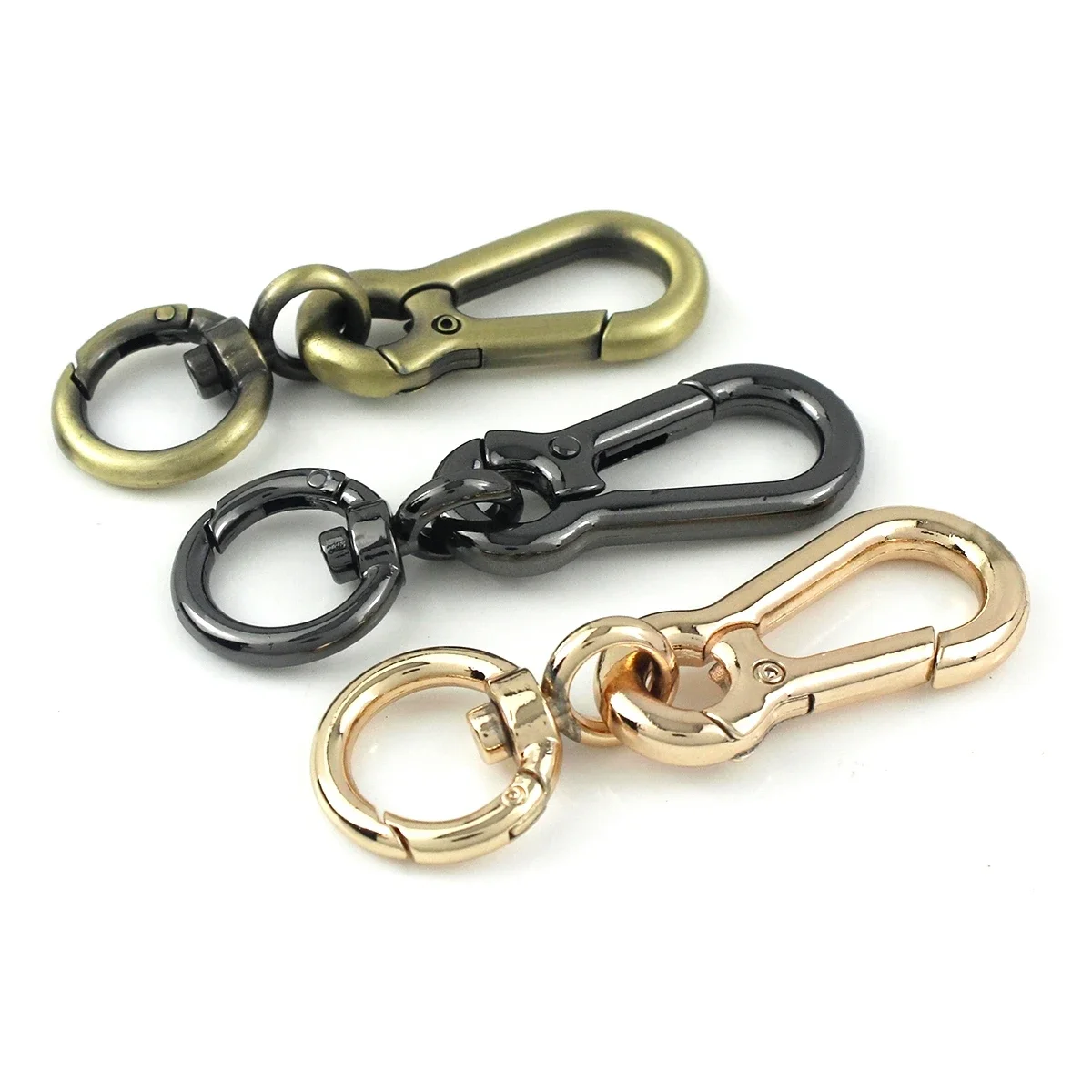 1x Metal Carabiner Swivel Eye Snap Hook Spring Gate Trigger Clasps Clips for Leather Craft Belt Strap Webbing Keychain Hooks