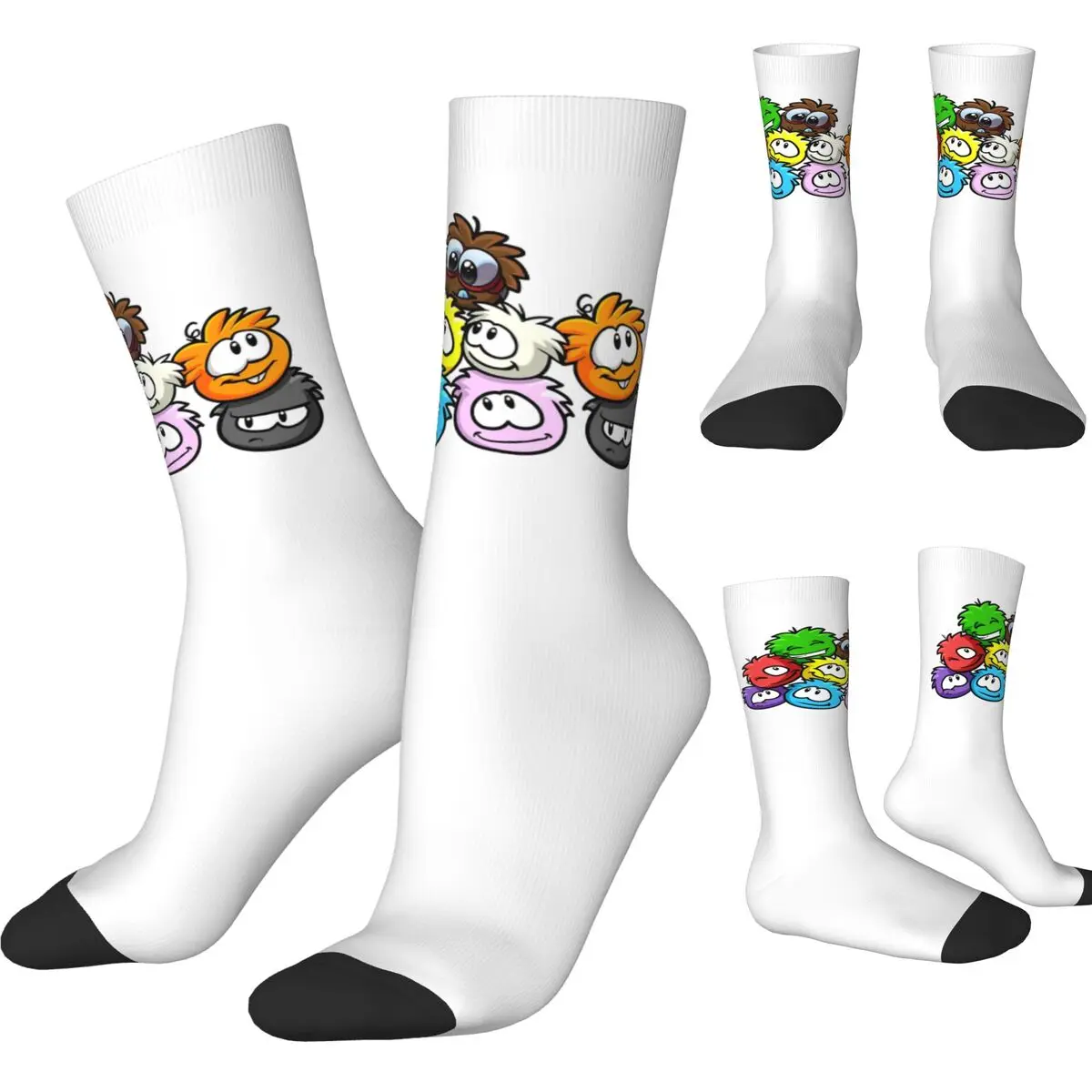 Puffle Club Penguin Socks Fashion Stockings Unisex Men Medium Soft Cycling Socks Winter Graphic Non Slip Socks