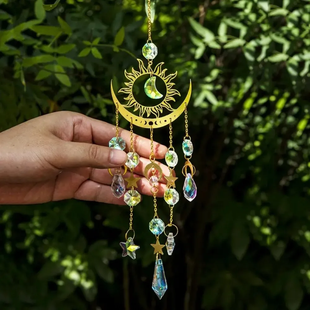 Ornaments Star Moon Sun Catcher Colourful Hanging Decor Crystal Wind Chime Balcony Pendant Sunlight catcher Garden