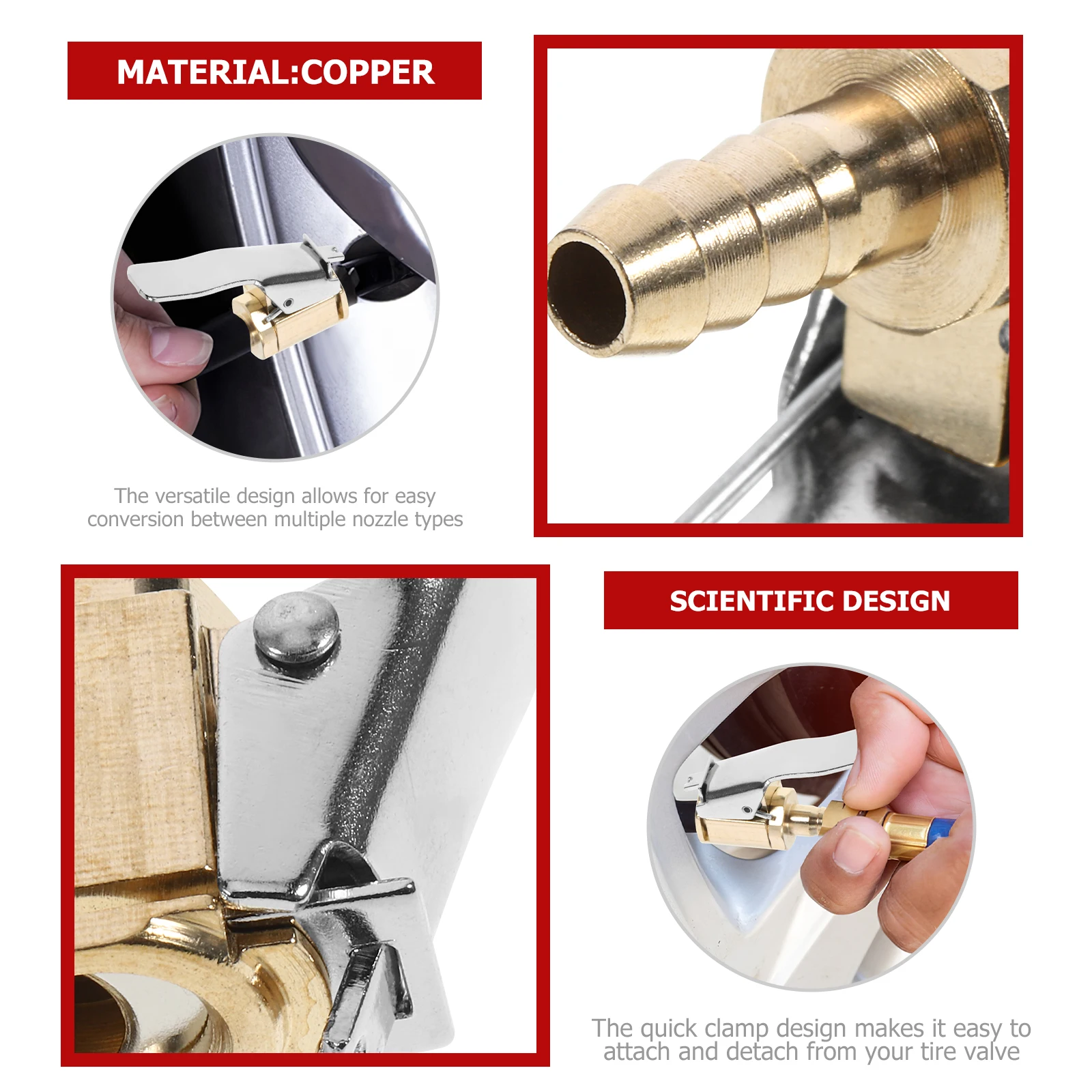 

Universal Car Bike Motorcycle Tyre Inflator Pump Adapter Copper Nozzle Quick Connect Air Pump Accessory Tool Kit