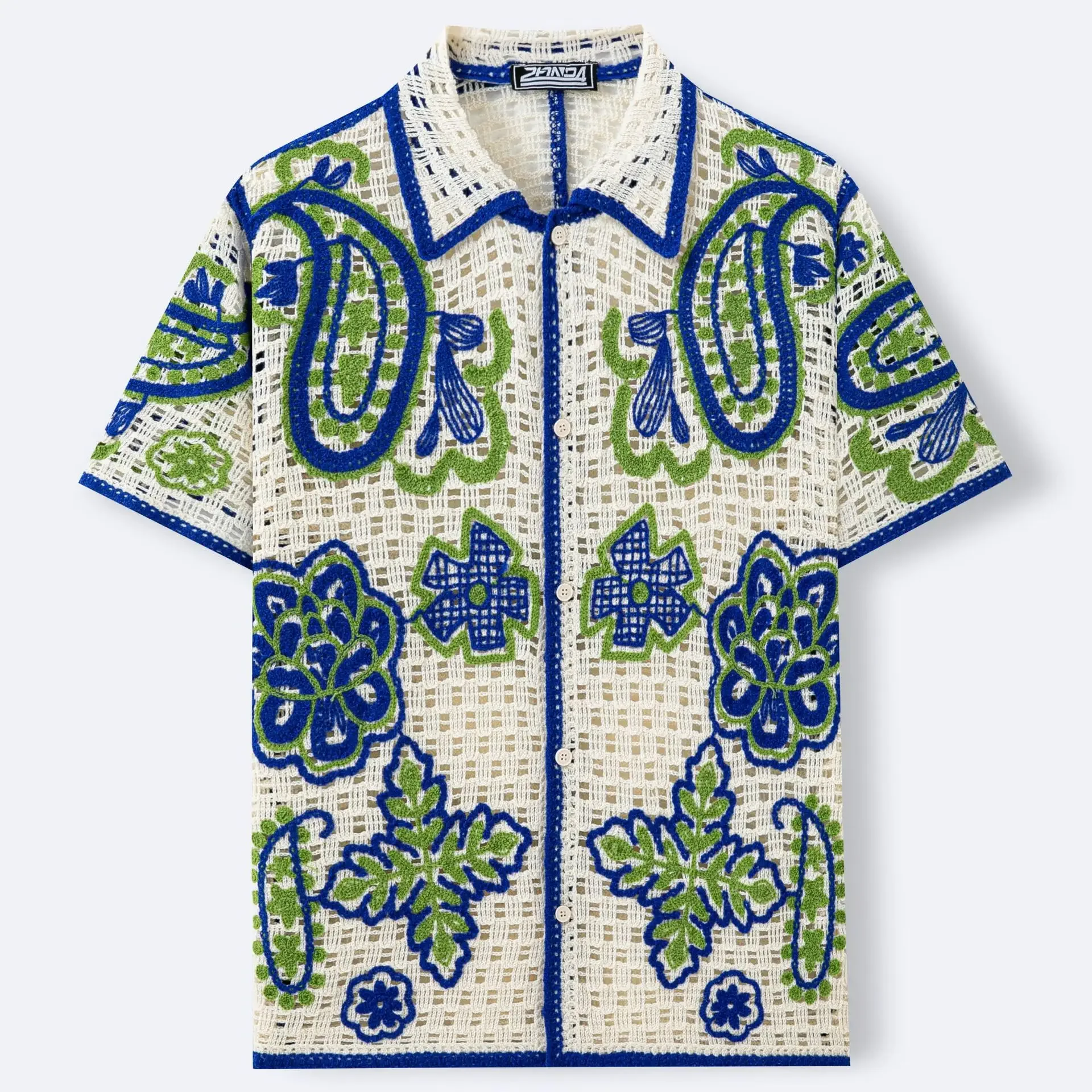Summer Men Blue Green Color-coded Turn-down Collar Short Sleeve Simple Casual Trendy Polo Shirts for Holiday Male Fashion Tops