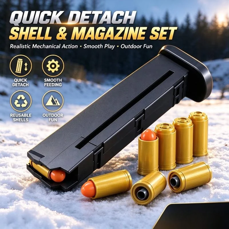 Toy Pistol Collectible Model Parts, Quick Detach Shell & Magazine Set, Realistic Mechanical Action Smooth Outdoor Play