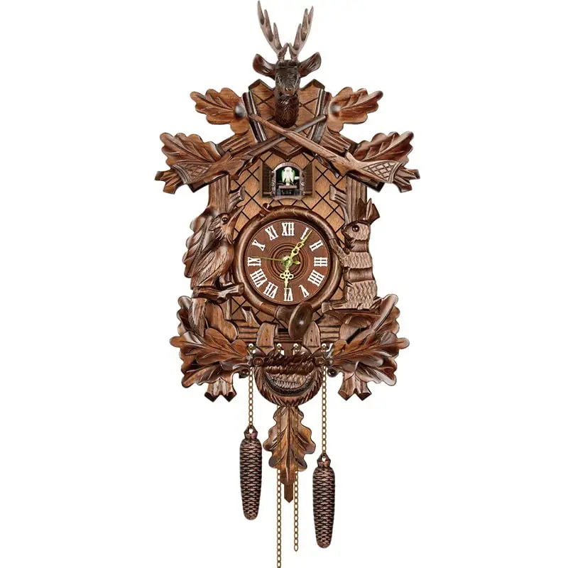 Kuckucks-Wanduhr, deutsche traditionelle Kuckucksuhr im Schwarzwald-Stil, Kuckucksuhr für Wohnzimmer, Schlafzimmer, Arbeitszimmer, Büro, Geschenk