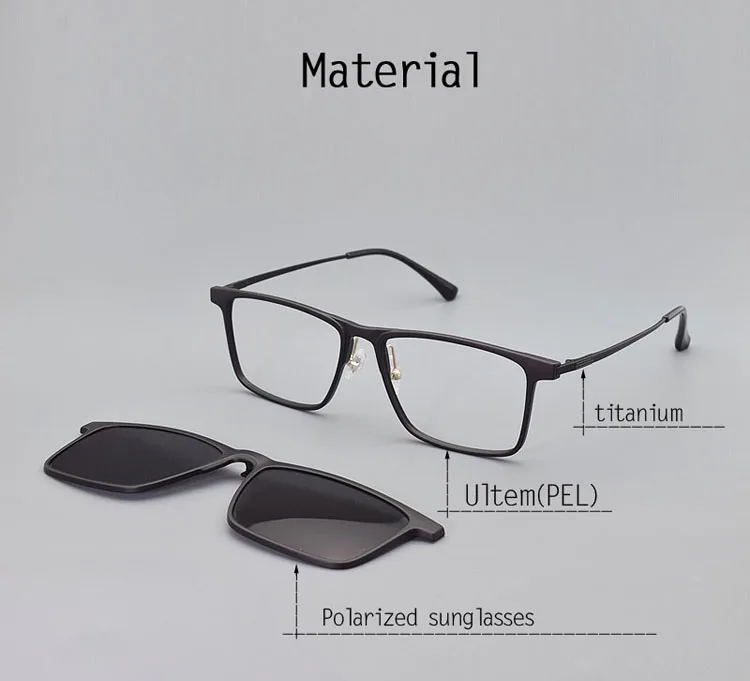Titanrahmen Ultem Brille 3D Ultraleicht für Männer mit polarisiertem Magnet Clip-On Sonnenbrille Myopie verschreibungspflichtige Linse Fahren – Detail 4