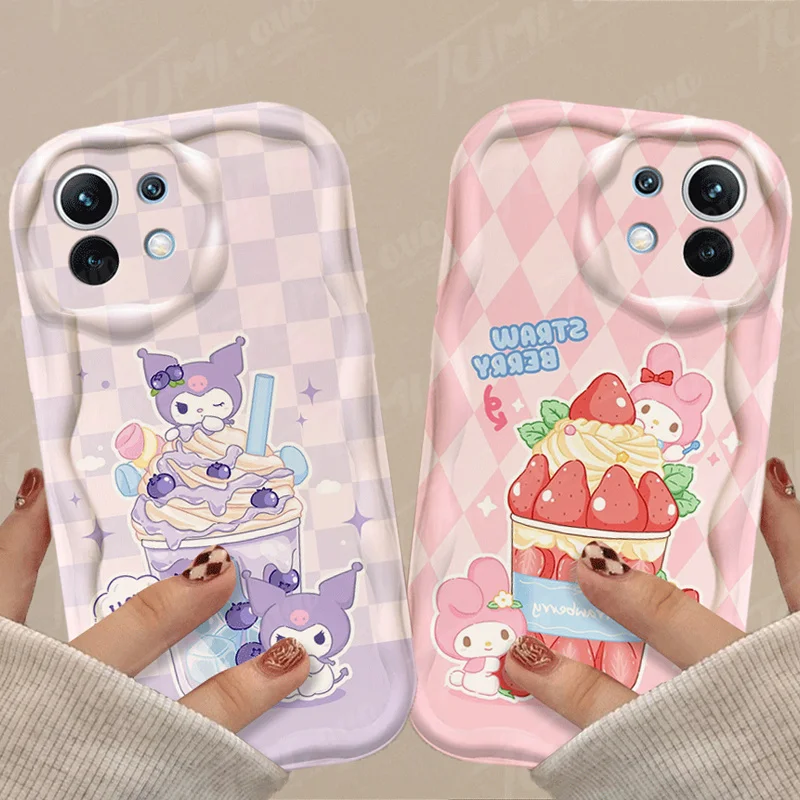 Sanrio Kuromi Mymelody Wave Phone Case For Xiaomi 13T 12T 11 Lite 5G NE 11i 12 13 10T 10i POCO X3 Pro NFC X4 GT X6 X5 F3 F4 F5