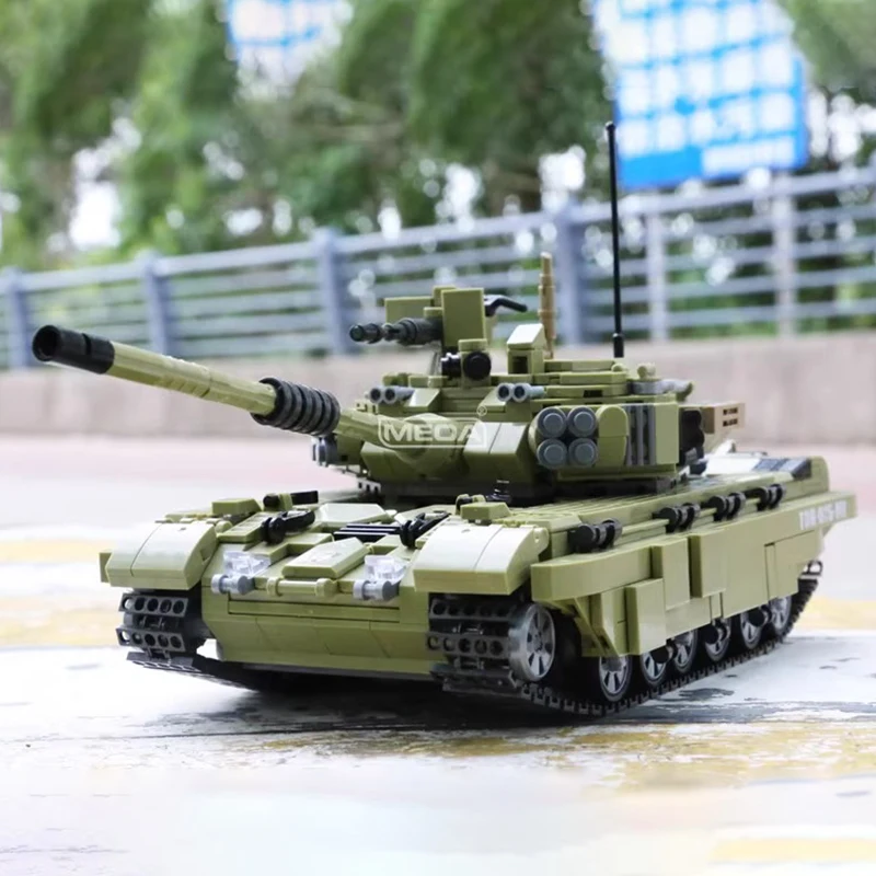 

MOC WW2 Russia Military T-90 Main Tank Building Block Soviet Medium Tank Brick Model DIY Military Hobby Collection Toys ﻿
