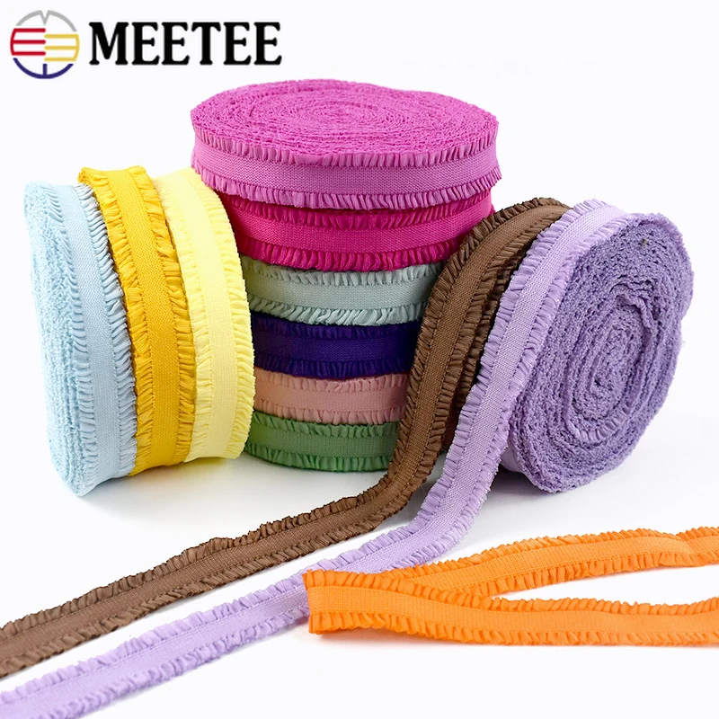 

10/20Yards 13mm Pleated Elastic Band Double Rubber Ribbon for Clothes Hairband Bra Decor Lace Trim DIY Garment Sewing Accessory
