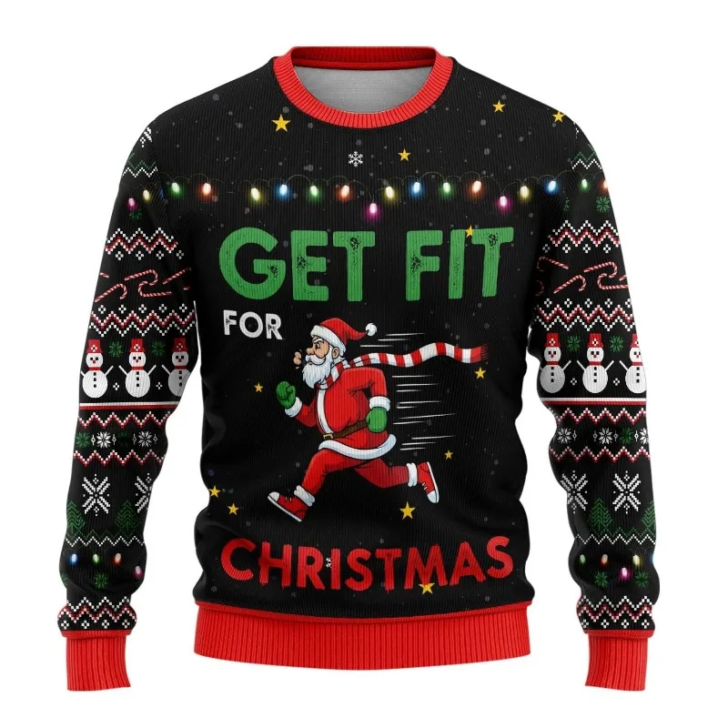 سترة صوفية رجالية جديدة للخريف والشتاء بأكمام طويلة بتصميم فريد، سترات رجالية مختلفة مرتبطة لعيد الميلاد