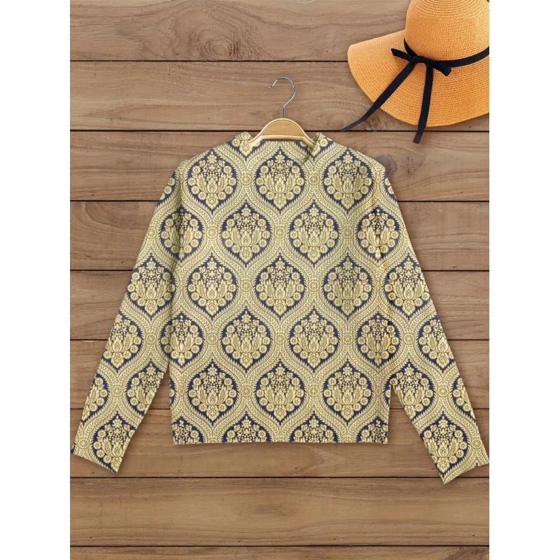 

Retro Elegant Floral Digital Printing Girls Sweater Pullover Warm Loose Round Neck Long Sleeve Autumn Winter Daily Festival