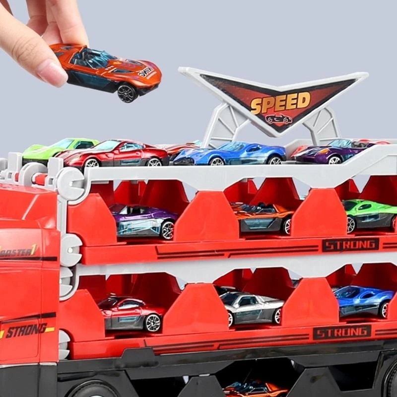Transport Car for Carrier Truck Toy with 8 Stylish Metal Racing Car with Foldable for 81.5