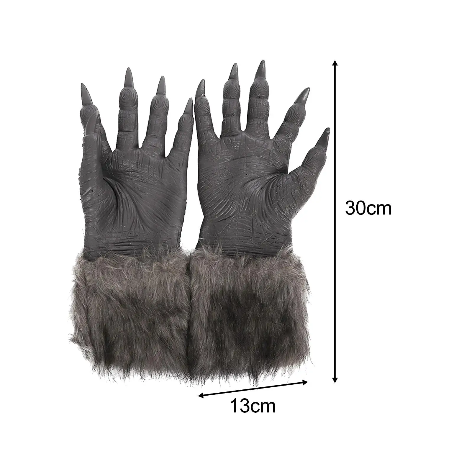 Werewolf Gloves Costume Accessory Grey Animal Cosplay Festival Hairy Gloves