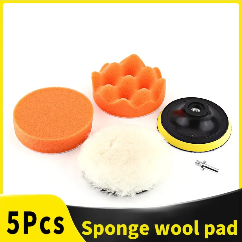 Polishing Buffing Pad 5Pcs 4 Inch Kit For Car Polisher Buffer With M10 Drill Adapter Backing Plate Sponge and Woolen Waxing Pad