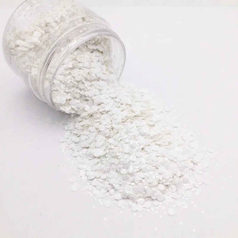 50g Snow White/Opalescent White Powder，Matte Pure White Fine Glitter Dust Nail Art Powder，0.2mm Christmas Nail Dipping Powder **