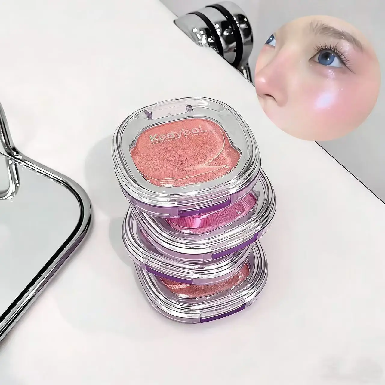 Kodyboll Sheer Shimmer Highlight Powder Dual Use Highlight Blush Pore Minimizing Stereo Makeup