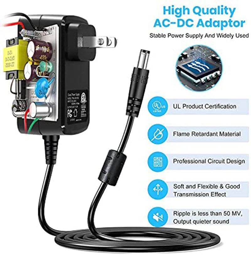 100V-240V to 24V 1A AC  DC Power Supply Adapter with 5 Selectable Adapter Plugs