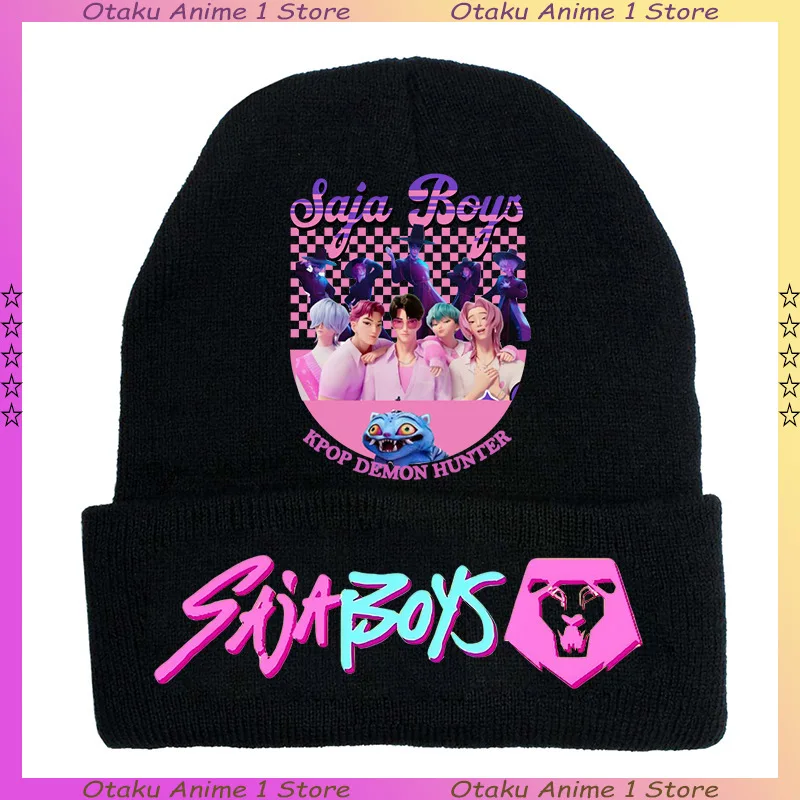 KPop デーモンハンターズ ニット帽 漫画 ルミ ミラ ゾイ プリントキャップ かわいい ユニセックス 暖かい 伸縮性のある帽子 クリスマスギフト 男の子 女の子向け