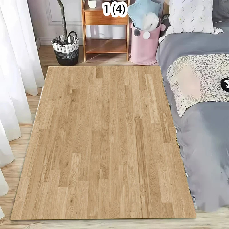 Rectangular Staggered 3d Planks Carpet Geometric Wood Grain Mats Entrance Non-Slip Floor Rug for Living Room Bedroom Home Decor