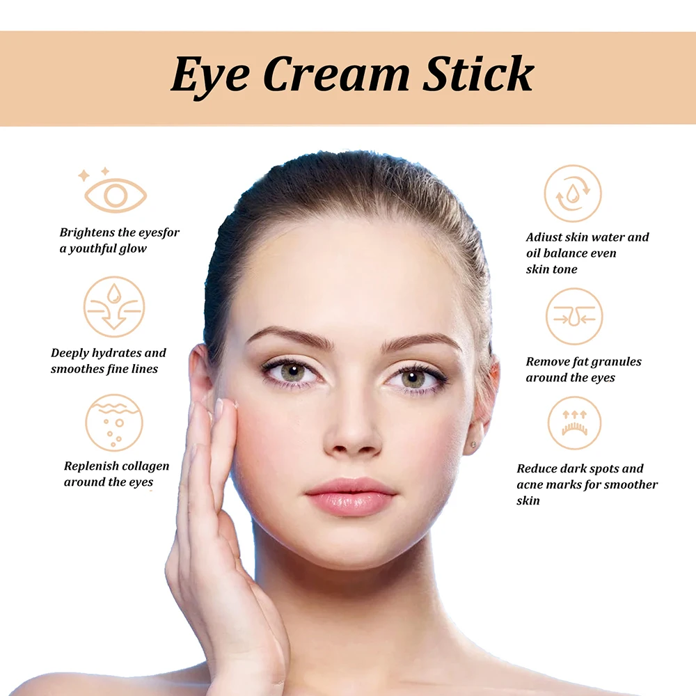 Snail Eye Cream Stick Moisturizing Eye Cream Collagen Fade Fine Lines Wrinkle Lightening Dark Circles Firming Eye Bags Puffiness