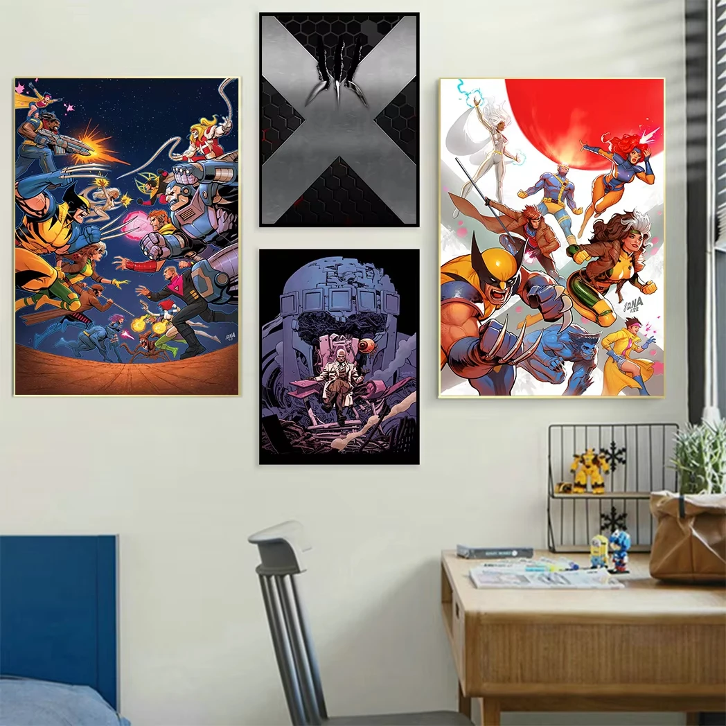 Marvel's X-Men Movie Home Decor Ambiance Trim Canvas Painting Living Room and Bedroom Wolverine Magneto Wall Art Poster