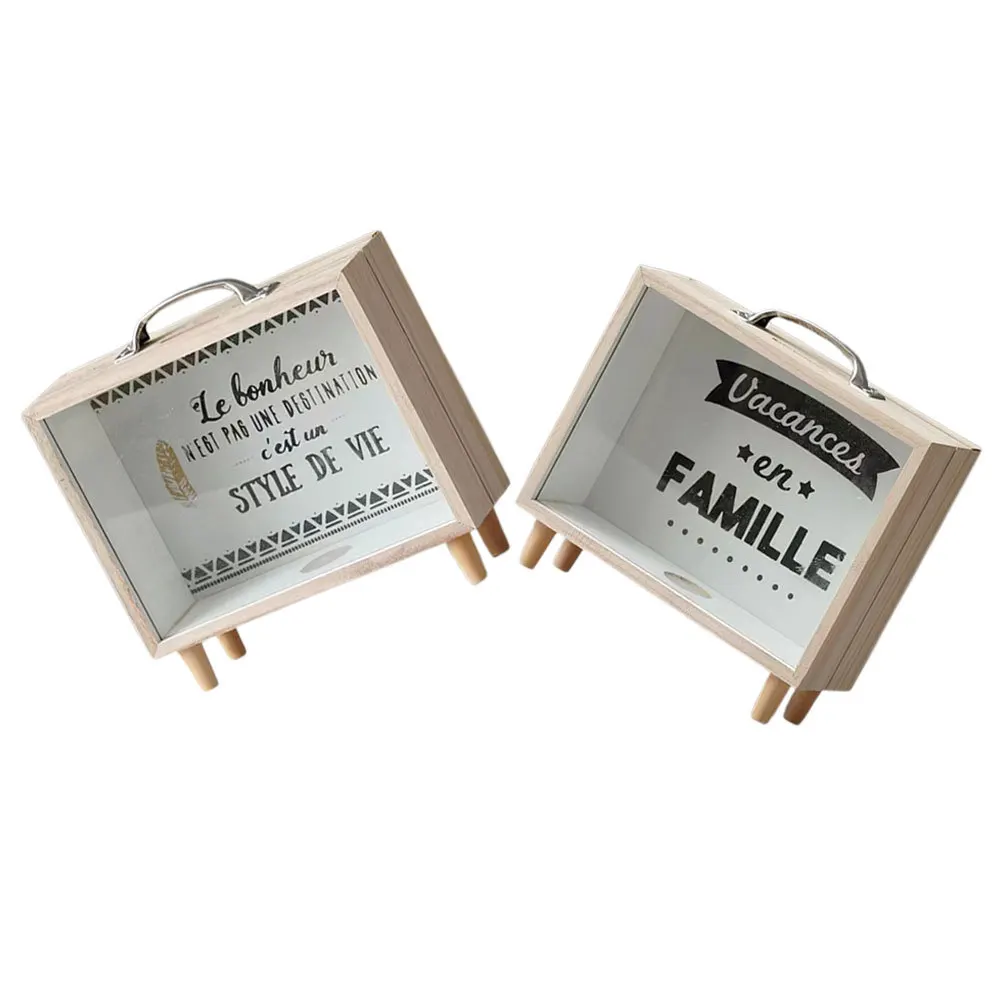 2 قطعة إطار خشبي حصالة على شكل حيوان نافذة شفافة توفير المال جرة عملة البنك صندوق توفير للأطفال البالغين غرفة نوم مكتب غرفة الدراسة #6