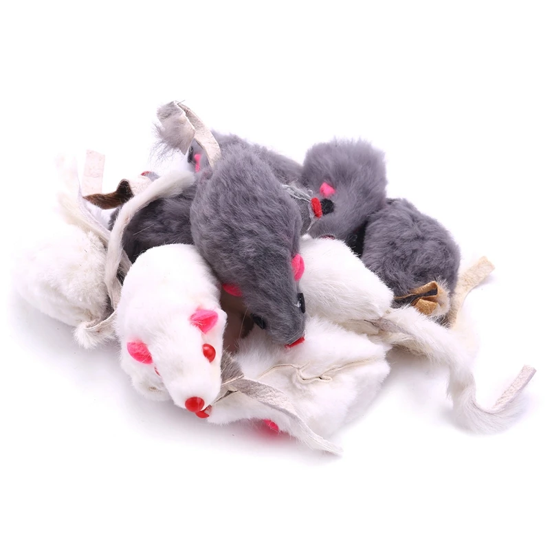 Real Rabbit Fur Mice Cat Toys Pet Toy Children\'s Toys 12-Pack