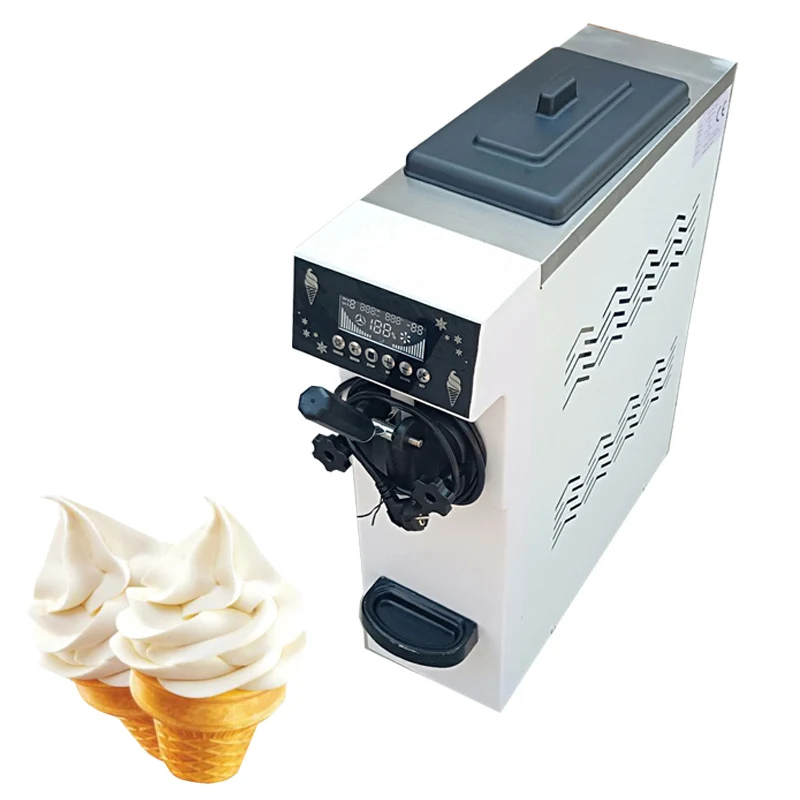 Small Digital Display Ice Cream Machine 12L/H Desktop Soft Ice Cream Machine One Flavor