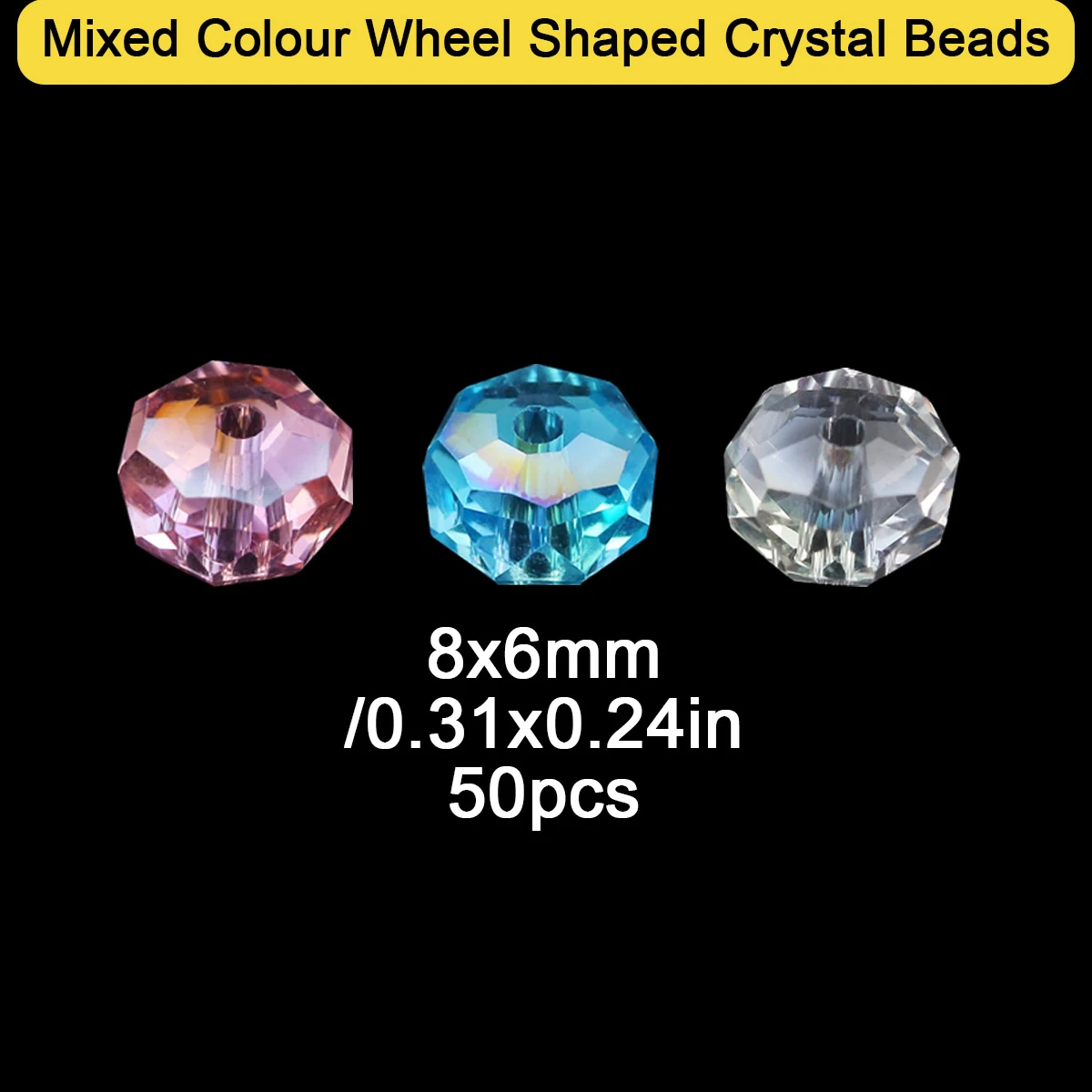 YHBZRET Wheel shape Austrian crystal beads 8x6mm 50pcs Flat round Loose Spacer Glass Bead for Jewelry making Bracelet Women DIY