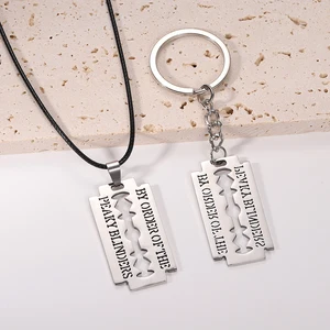 Gantungan Kunci Pisau Cukur Baja Tahan Karat Gantungan Kunci Gaya Perhiasan Film Penutup Mata Runcing Aksesori Gantungan Kunci Pisau untuk Hadiah Wanita Pria 12 penutup mata kelingking penjualan terbaik - №