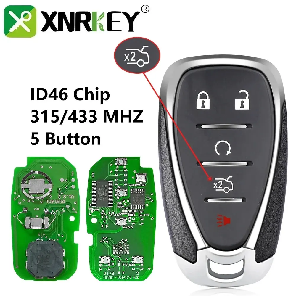 

XNRKEY 5 Button Remote Key ID46 Chip 315/433Mhz For Chevrolet Cruze Spark Camaro Equinox Malibu 2017-2018 Car Key