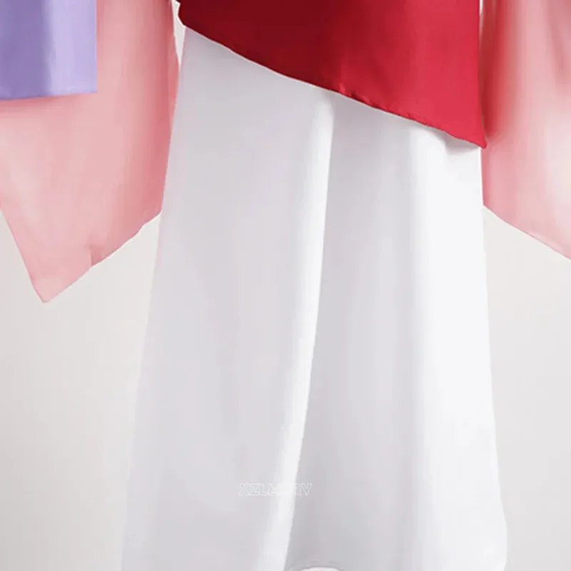 للجنسين الرجال النساء أنيمي هوا مولان فستان تأثيري فستان أزرق أحمر فستان الأميرة الكبار تأثيري حلي هالوين المرحلة زي Hanfu