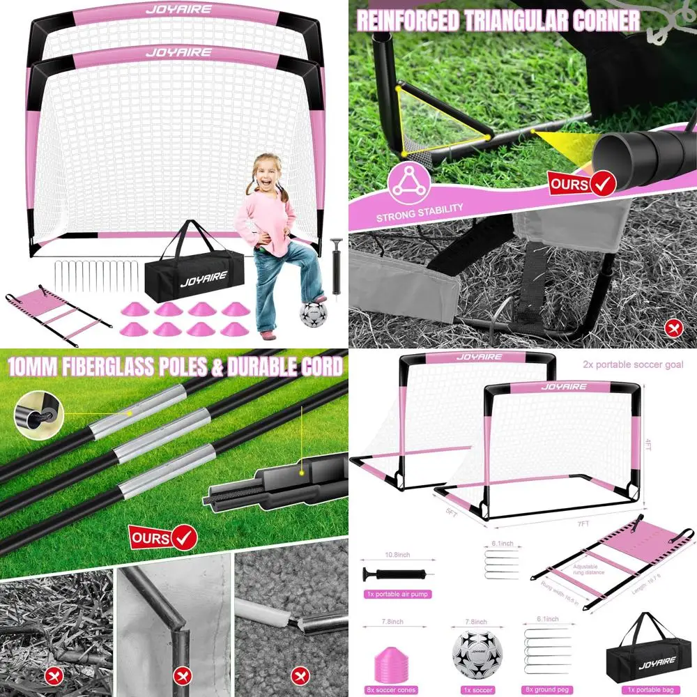 

Portable Soccer Goal Set with Tear-Resistant Net and Durable Poles, Ideal for Kids' Backyard Play, Available in Multiple Sizes
