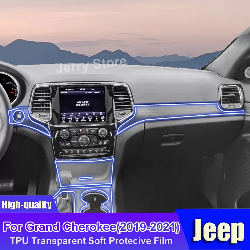 

For Jeep Grand Cherokee (2019-2021) Car Interior Center Console Transparent TPU Film Protective Anti-scratch Car Repair Sticker