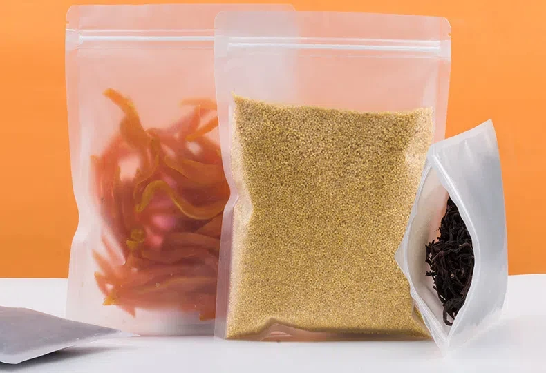 50 Stück mattierte transparente Druckverschlussbeutel, durchsichtige Kunststoff-Aufbewahrungsbeutel, Snack-Tee-Reißverschlussbeutel, Verpackungszubehör, wiederverwendbare Verpackungsbeutel – Detail 10