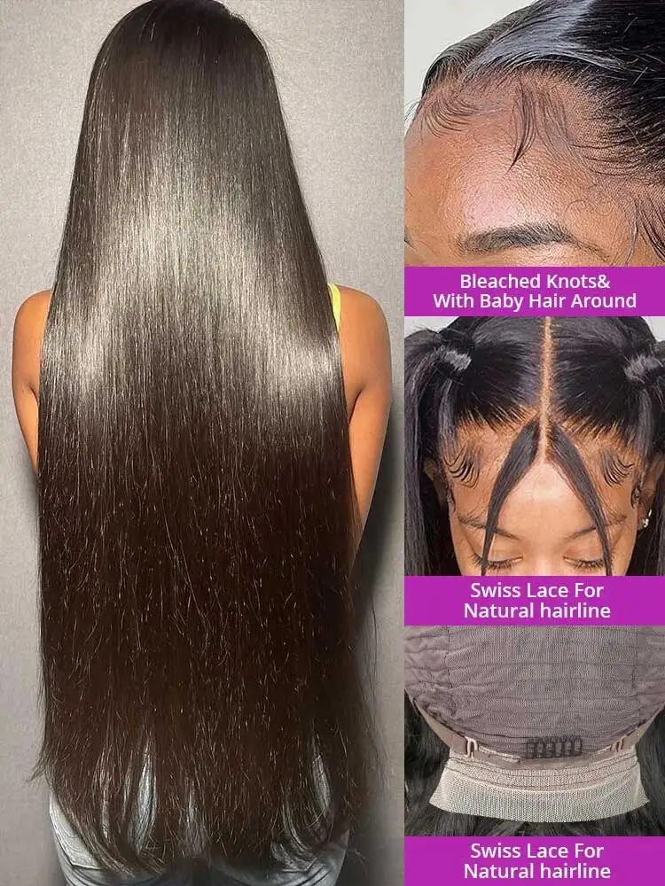 40 42 Inch Straight Human Hair Wigs 13X4 13X6 HD Lace Frontal Human Hair Wigs 5X5 Glueless Bone Straight Lace Front Wigs - Image 5